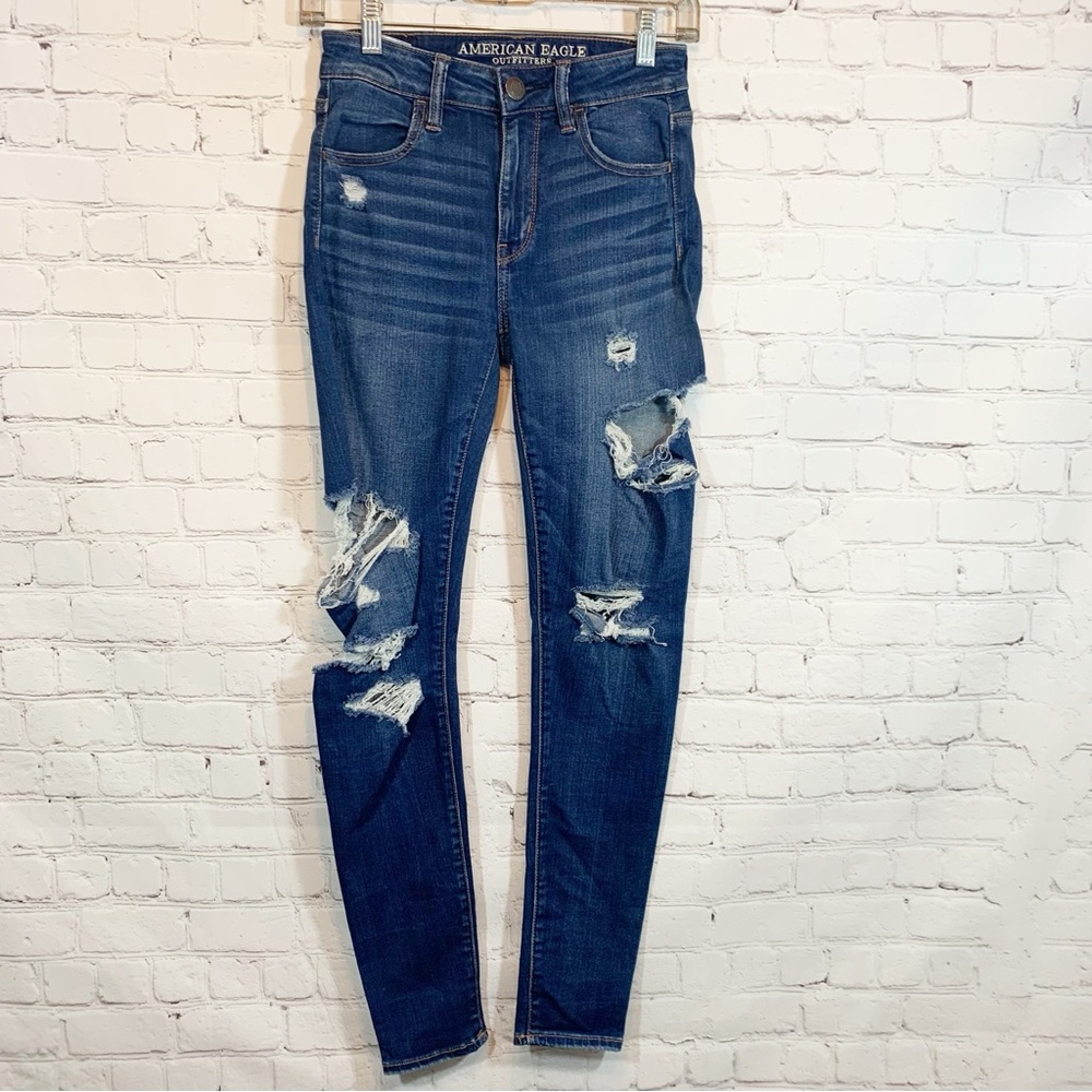 American Eagle Jeans super stretch hi rise Jegging destroyed